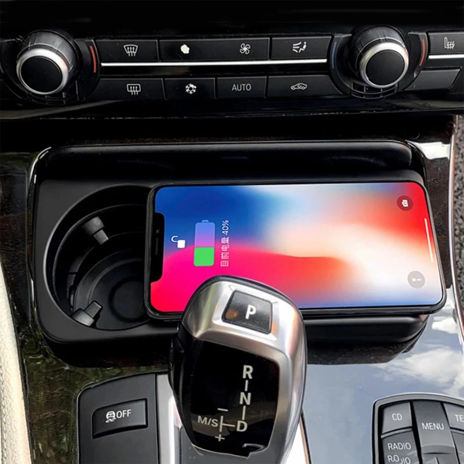 for BMW 5 Series F10 F11 F18 2010-2017 Car Wireless Mobile Phone Charger Center Console Storage 18W fast charge plate holder