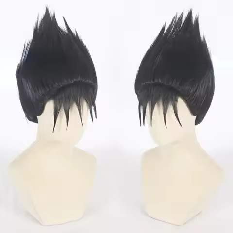 Anime Hunter Gon Freecss Cosplay Wig Short Black Heat Resistant Synthetic Hair for Halloween Costume Party + Free Wig Cap