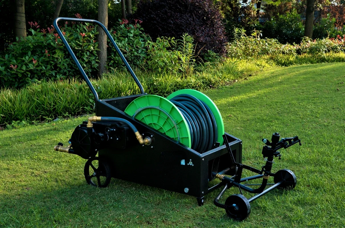 40m Automatic Lawn Irrigation Water Cart Gardening Plastic Hose Reel Cart With Practical