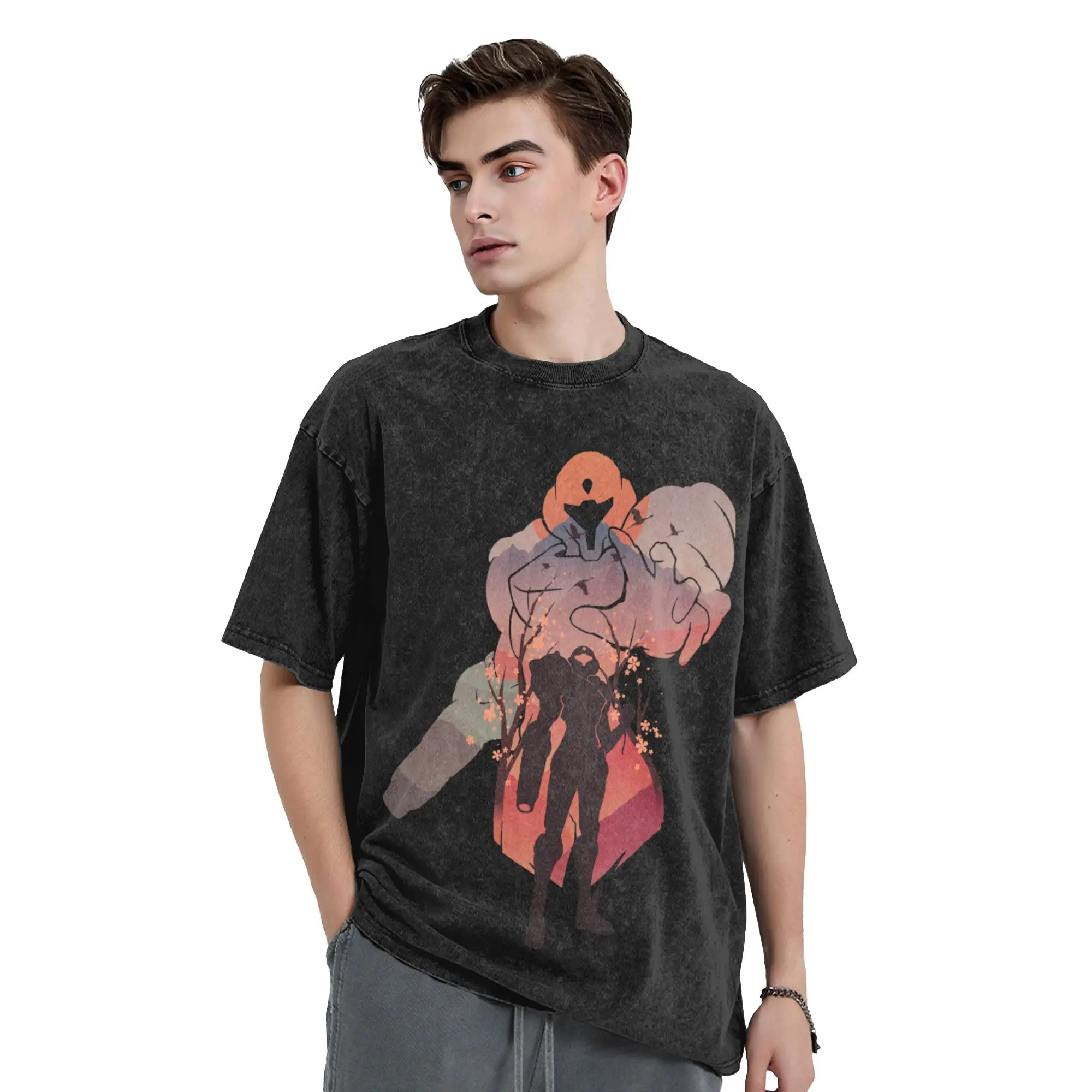 Metroids Hero Game Samus T-Shirt for Men  Fun Cotton Tees Round Neck Short Sleeve T Shirt Plus Size Tops