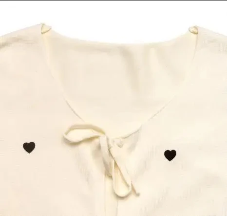 

Women's Casual V Neck Knit Cardigan,Sweet and Cute Style Heart Print Design with Tie Front Detail,Long Sleeve Sweater