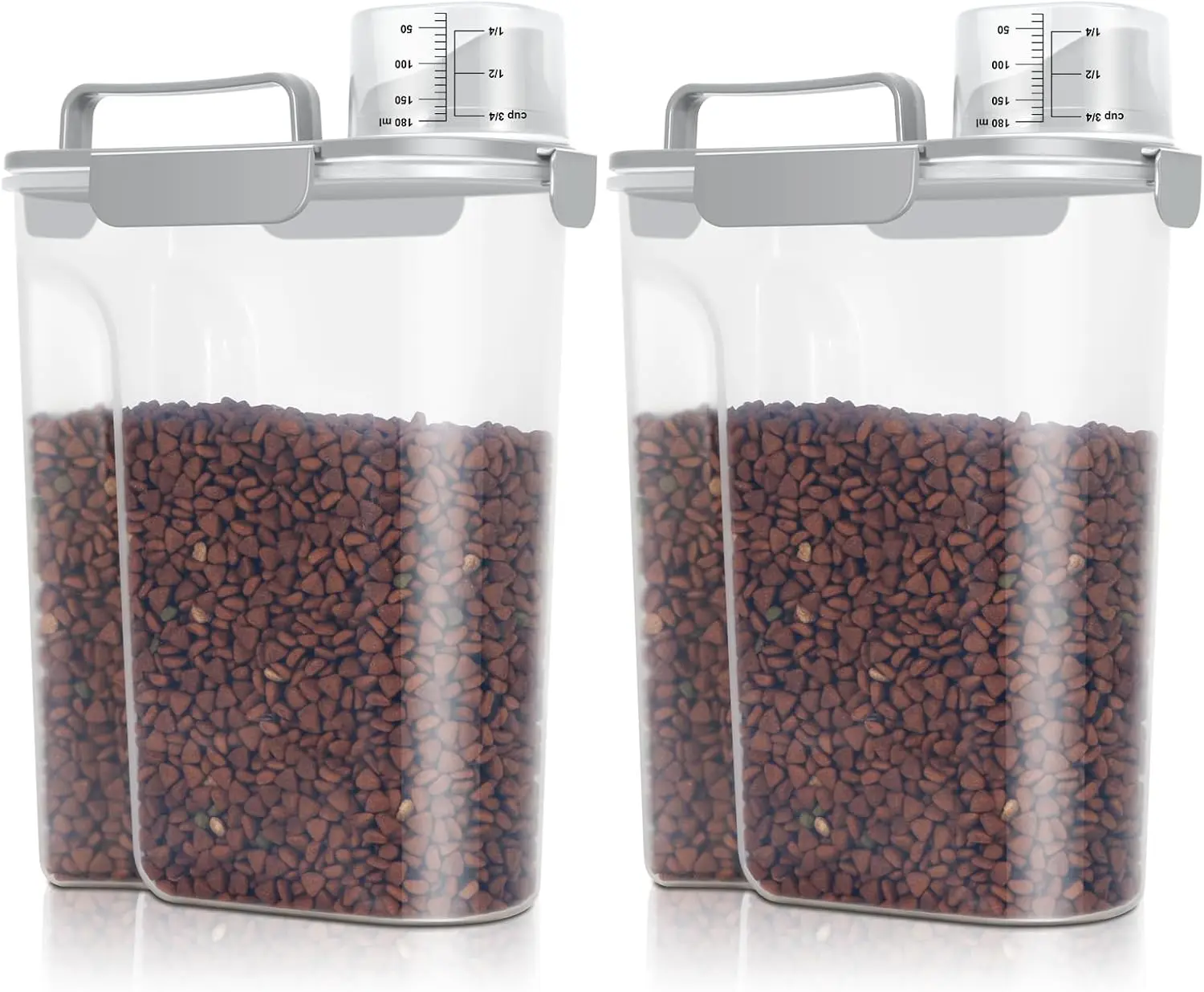 

Набор из 2 герметичных контейнеров для корма для животных с носиком и ручкой, вместимость 4,5-6,3 кг для собак, кошек, птиц