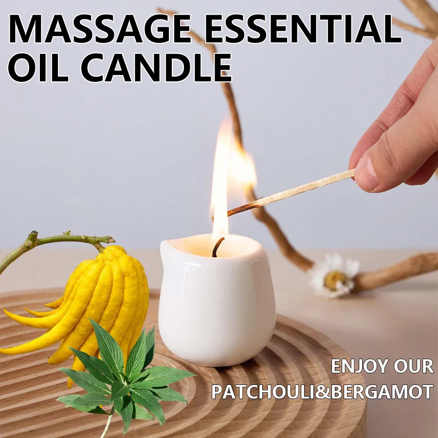 Patchouli&Bergamot low heat Massage Oil Candle Ultra Hydrating Body Care with Coconut wax Oil 1.69 oz home decor Valentines