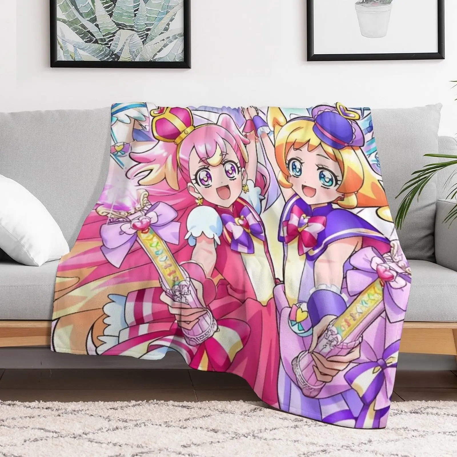 Wonderful Precure - All Characters Throw Blanket Picnic Extra Large Throw Luxury Thicken Bed Blankets