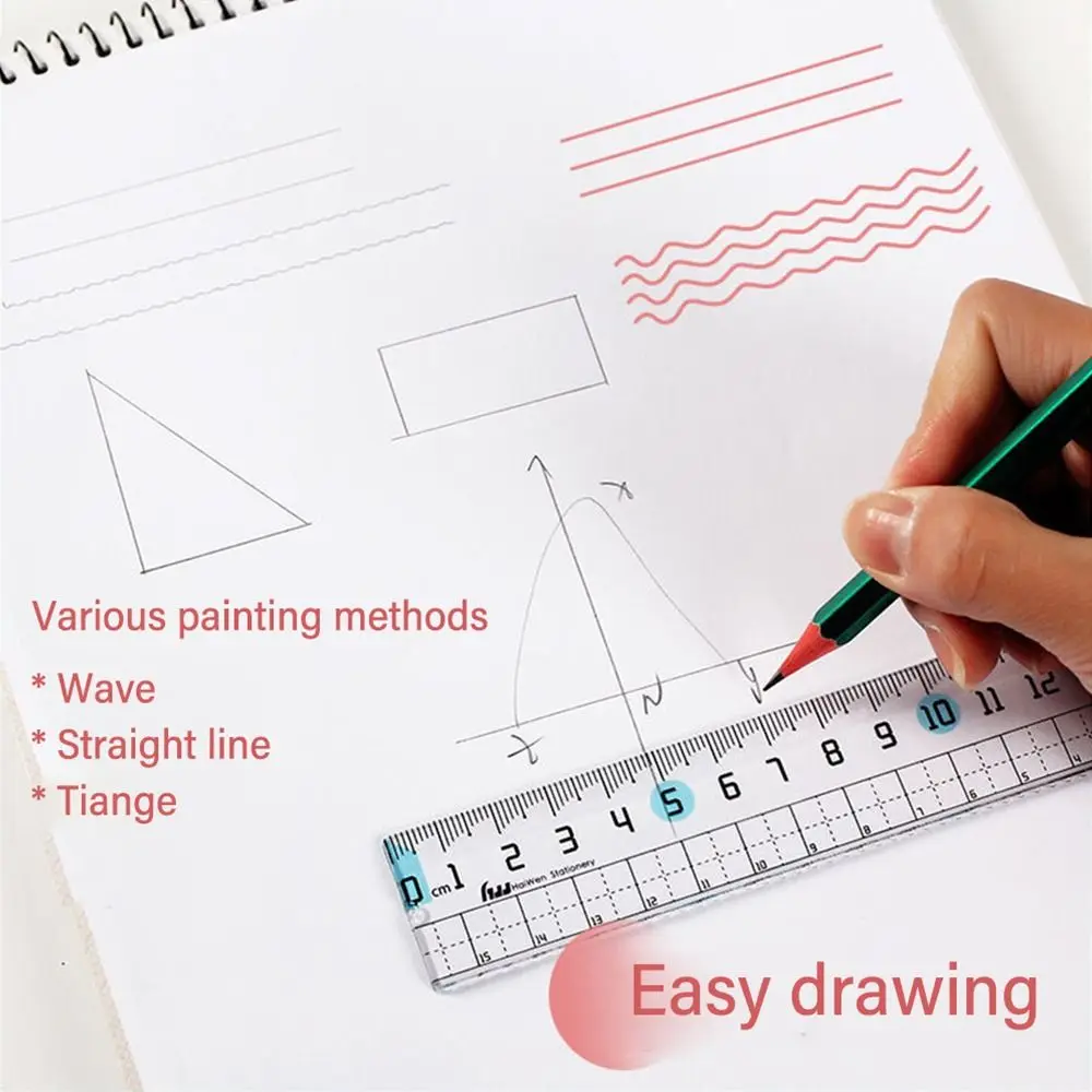 Creative Transparent Ruler With Wavy Line Plastic Straight Rulers Preventing Myopia Drawing Measurement Tool Students Gift