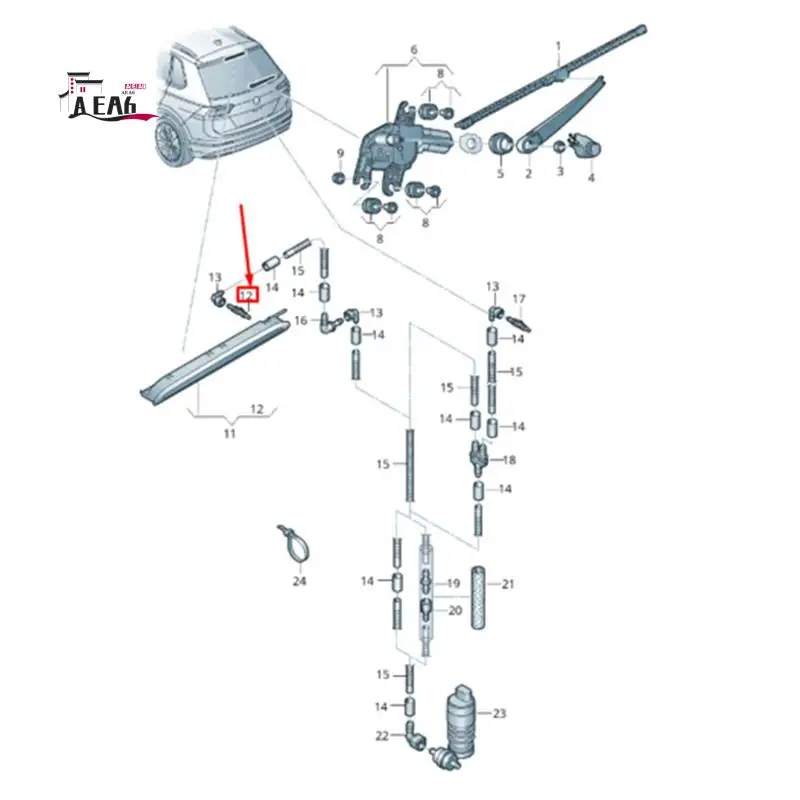 

AEA6-80A955961 5TA955993 Форсунка омывателя заднего стекла камеры заднего вида для VW Atlas Tiguan Skoda Kodiaq A4 A6 Q5 Q7 Q8