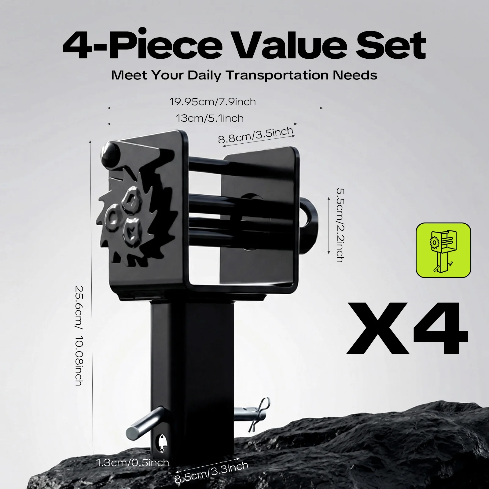 Trailer Stake Pocket Winch 4Pcs 5400lbs Load Carbon Steel Black Flatbed Truck Trailer Winch with 2 Adjustable Cotter Pin Holes Heavy Duty Tie Down Fit 1.5x3in Stake Pockets