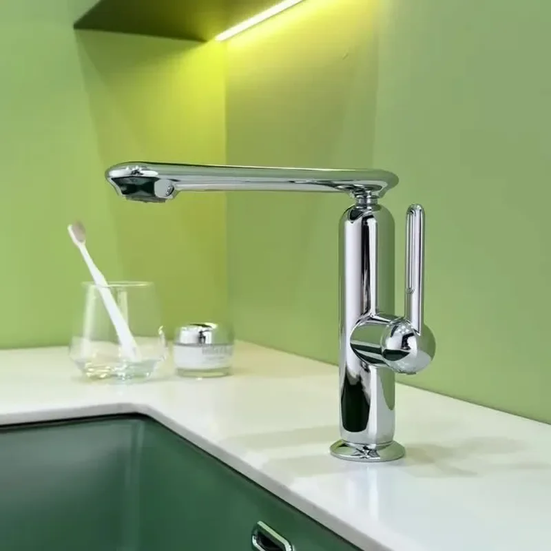Hot Cold Water Mixer Tap, Chrome‑Plated Stainless Steel Basin Faucet For Undercounter Washbasin Cross‑Border Export Furnishing