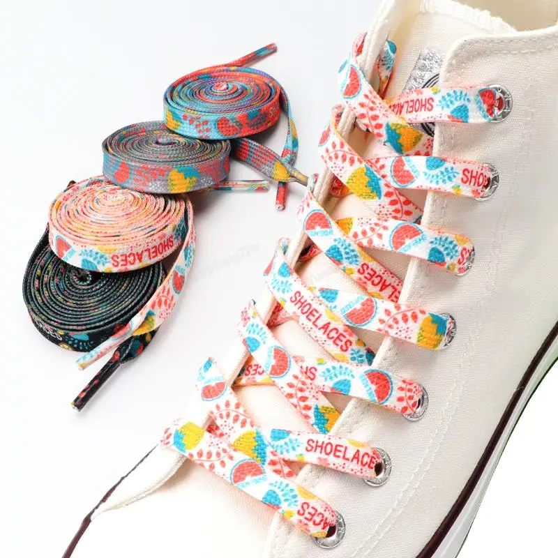 

1 пара спортивных шнурков с красочным принтом, унисекс, шнурки для обуви с фруктами, плоские шнурки для кроссовок, повседневная парусиновая обувь, аксессуары