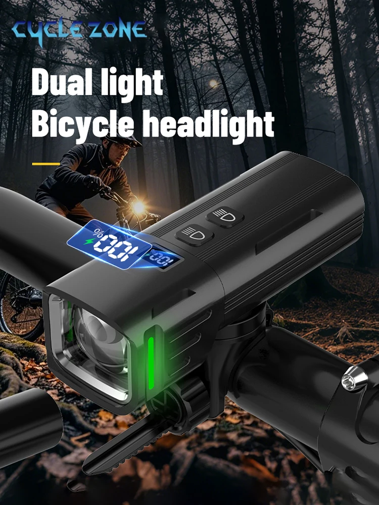 AliExpress cycle zone 6 Modes High Brightness Aluminum Alloy Bike Front Light Digital Display Rechargeable for MTB Road Night Cycling Accessories