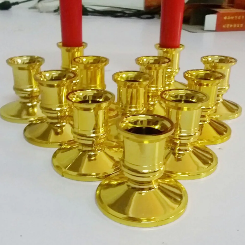 24 قطعة حامل شمعدان بلاستيكي إبداعي نمط أنيق لحفلات الزفاف ديكور المنزل عرض موقف رومانسي