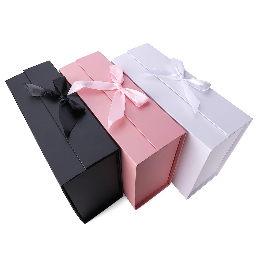 2PCS Gift Box Multiple Colors Foldable Magnetic Butterfly Knot Scarf Packaging Box For Party Birthday Thanks One PieceFlip Cover