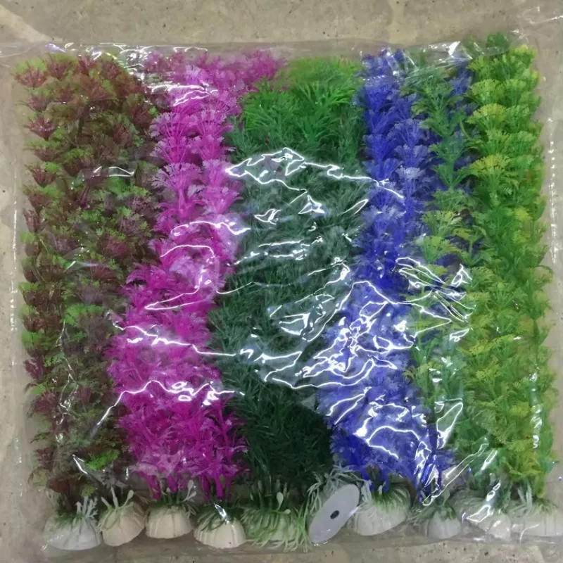 

10pcs Hot-Selling Eco-friendly Plastic Fish Tank Landscaping Artificial Aquatic Plants Grass Green Tree Decoration 3 Sections Va