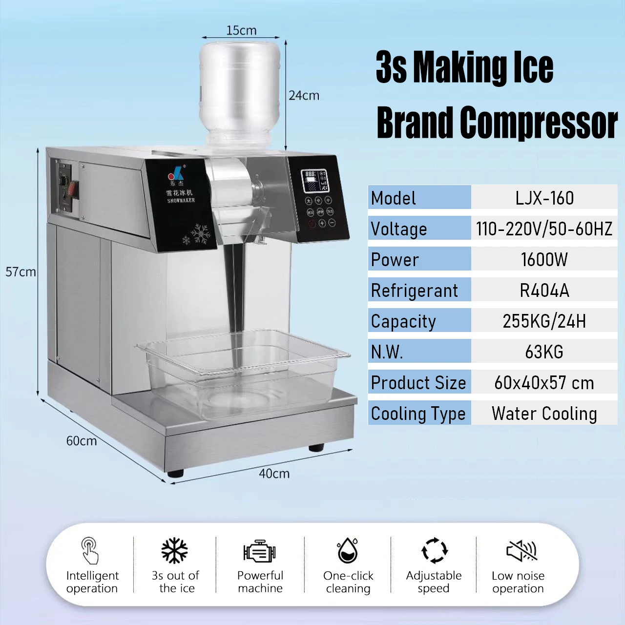 Ice Maker Machine 255kg 24H Automatic Snow Ice Machine Commercial Ice Making Machine For Business Prices