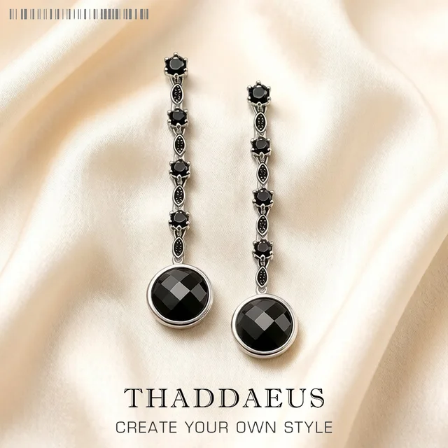 Pendientes colgantes Estrella negra, estilo europeo Karma Buena joyería de moda Regalo bohemio para mujeres en plata de ley 925