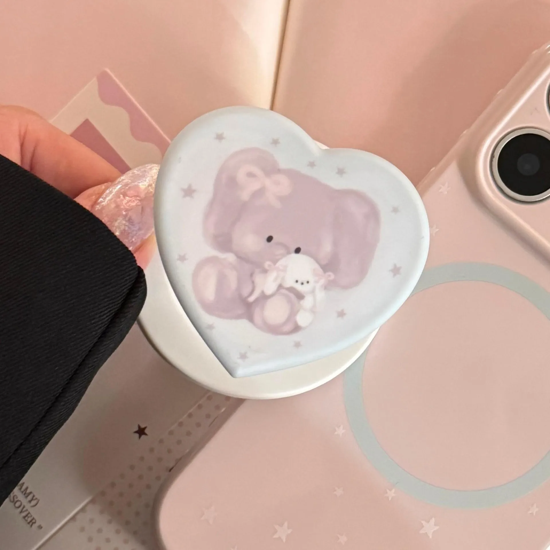 Cute Elephant Magnetic Bracket Phone Grip Holder Cute Foldable Cell Finger Socket Phone Case Accessories for Mobile Table Stand