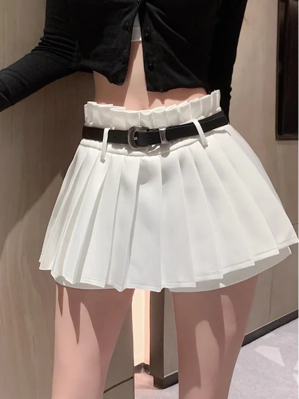 (Lace skirt+belt) white pleated teens skirt JK school girl uniform skirt half skirt spring/summer autumn/winter clothes WYZ1