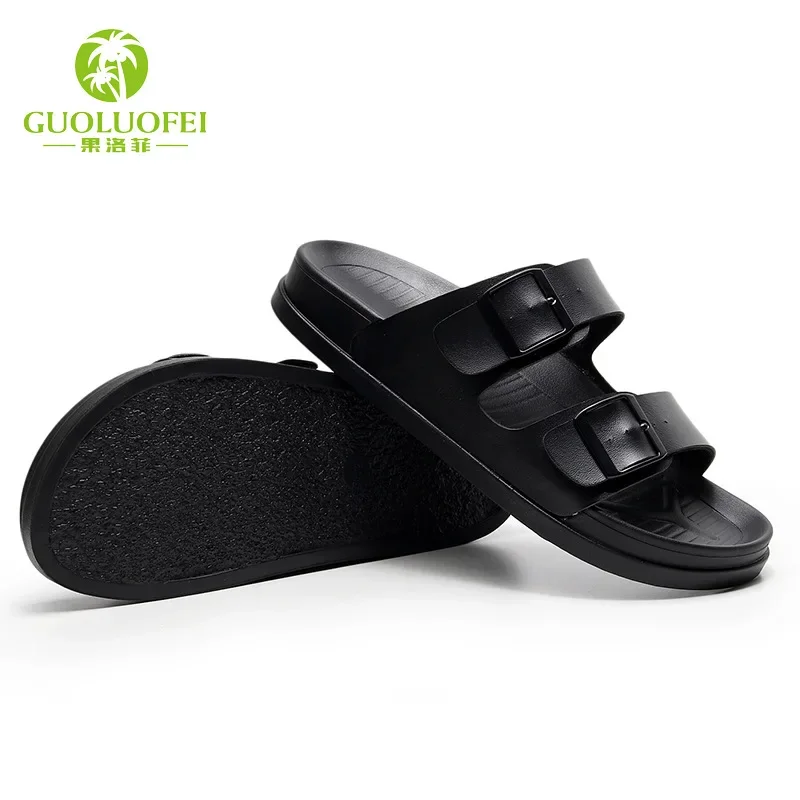 Outdoor Non-slip Beach Sandals Summer Couples Double Buckle sandals Outside.Flop Flops Male Odor-proof Slippers for Men