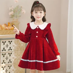 Baby Girls Sweet Dresses 2024 New Children Autumn Winter Gown Princess Wedding Birthday Party Vestidos Kids Fashion Clothing