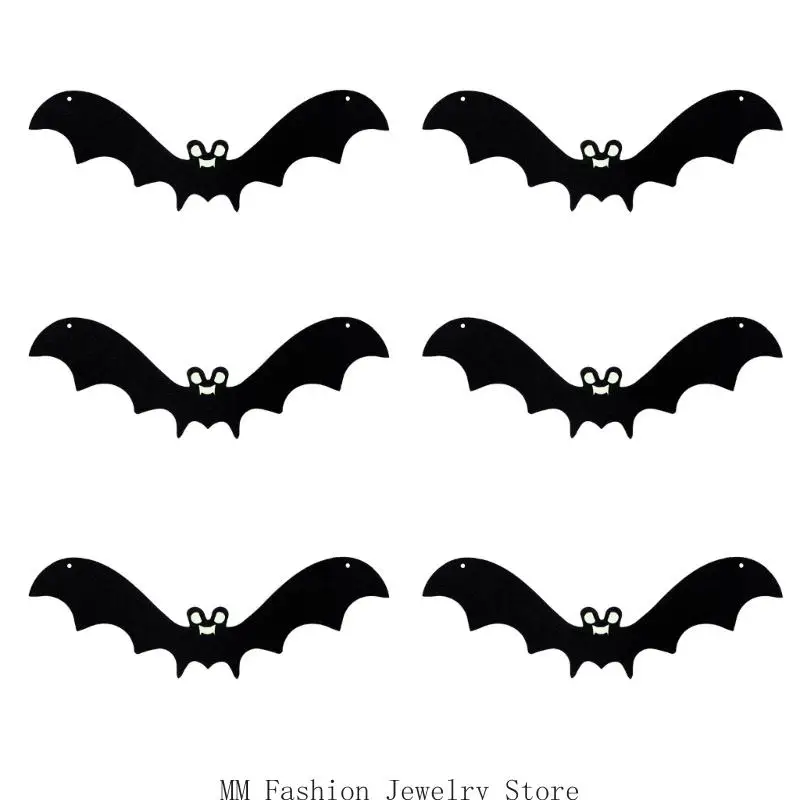 Halloween Doorway Bat Decoration Set, 6 Piece Plastic Hanging Decor for Party Displays, Ceilings and Entry Areas D0UB