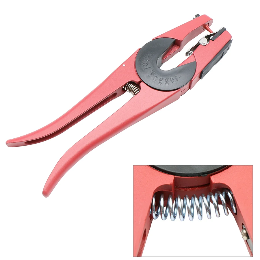 

1 шт., пистолет для маркировки ушей животных, красный материал из сплава для овцы, козы, свиньи, крупного рогатого скота, кролика, ветеринарный маркер, зажим, инструмент для установки