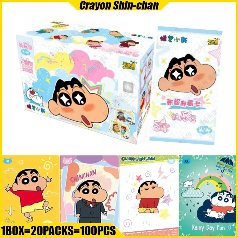 KAYOU Crayon Shin-chan New Wish Pack Cards Anime Collection Cards Mistery Box Board Games Toys Birthday Gifts for Boys and Girls