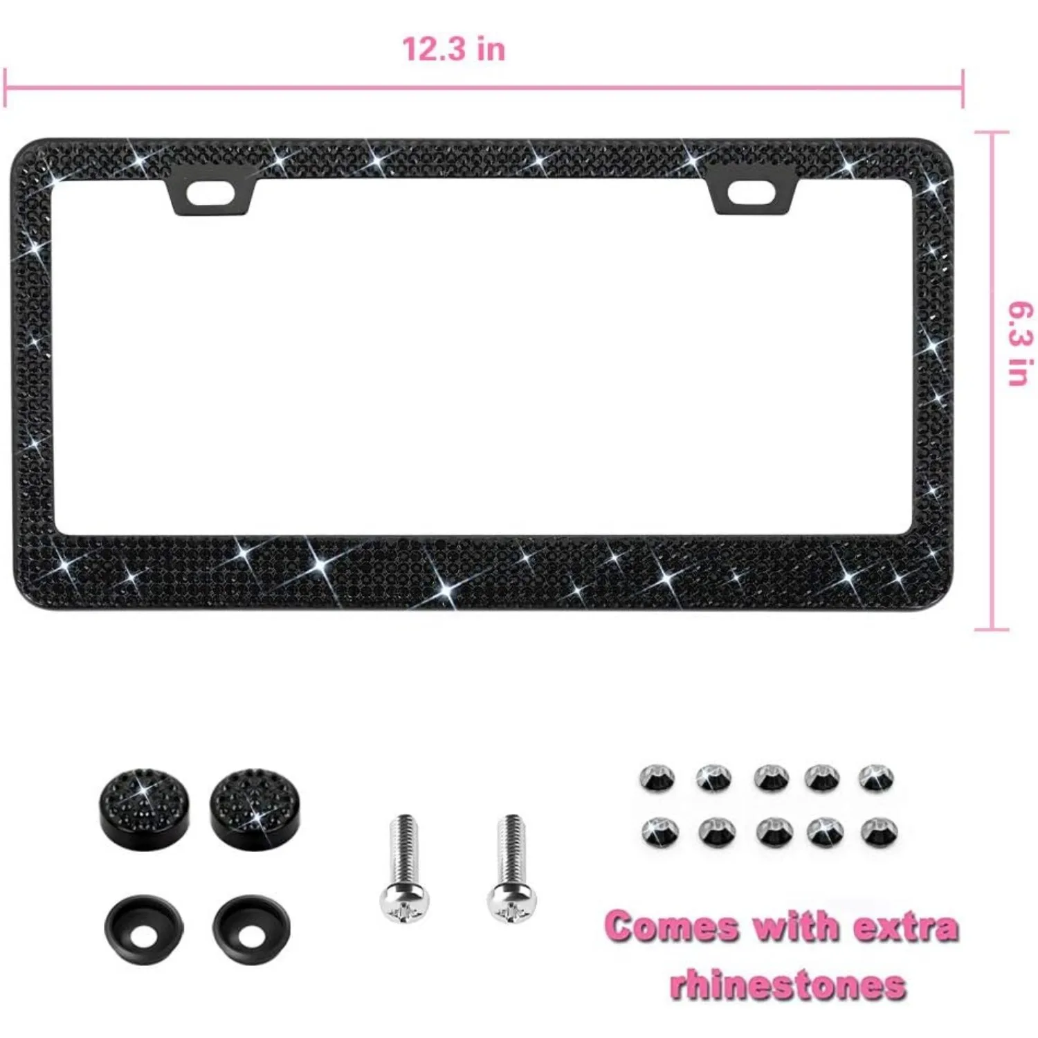 Bling License Plate Frame for Women, Sparkly License Plate Frames| Clear Glass Diamond Rhinestone Crystals Glitter Diamond