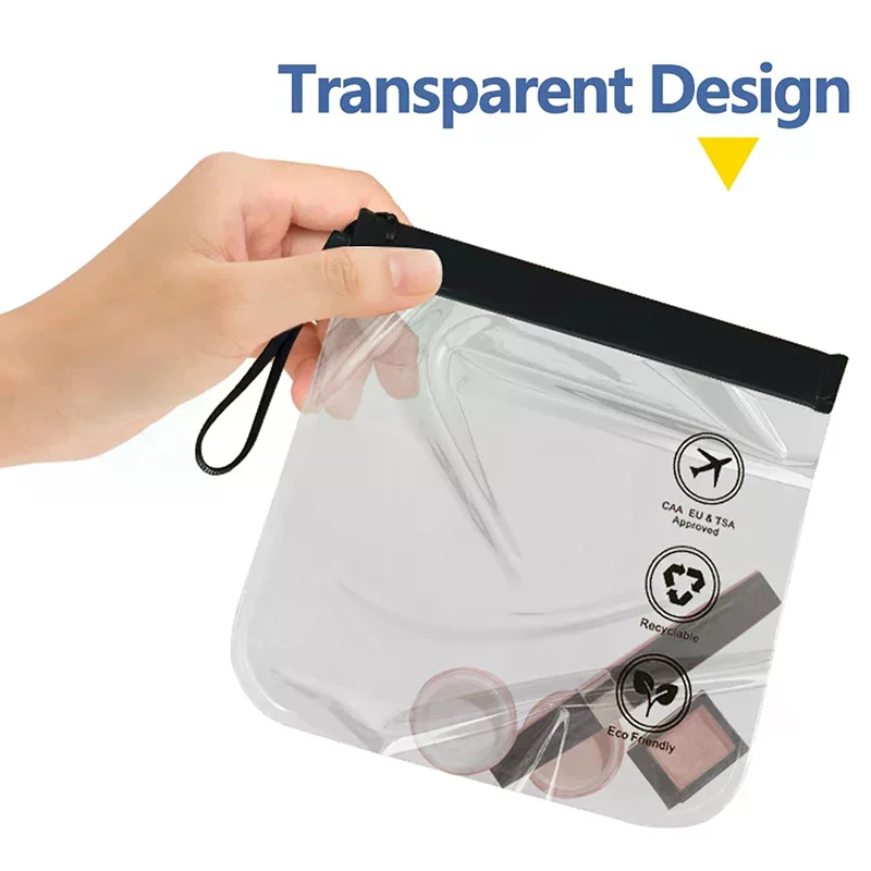 Neceser de viaje transparente a prueba de fugas para mujer, bolsa de maquillaje de vuelo reutilizable impermeable para seguridad del aeropuerto