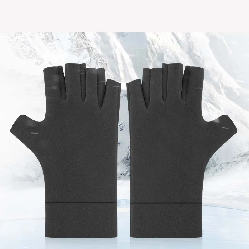 Outdoor Sports Velvet Gloves Students Write Bare Five-Finger Touch-Screen Gloves And Velvet Cold Gloves In Autumn And Winter