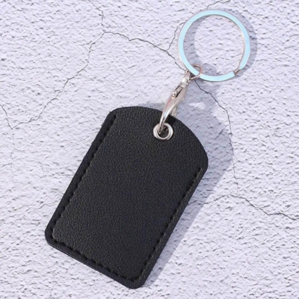 Useful Protective Card Sleeve With Keychain PU Leather Access Control Card Cover Case Rectangle Key Ring For Airtag