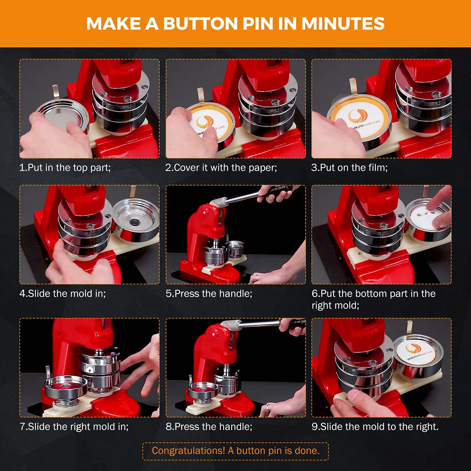 ZEQUAN Children DIY Metal Round Button Badge Making Machine Manual Button Badge Button Maker Machine for DIY Round Pin Maker