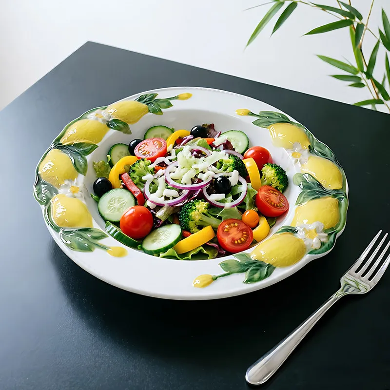 Creative Lemon Ceramic Home Dish Plate Kitchen Dining Table Hotel Dessert Plate Fish Plate Crafts Home Decoration Accessories