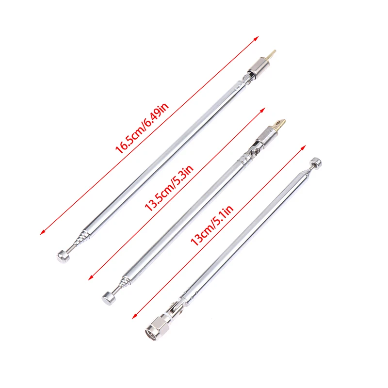 48/64cm 6 Section Metal Full-Channel Am Fm Radio Telescopic Antenna 360 Degree Rotating Antenna Aeial Universal Car Rod Antenna