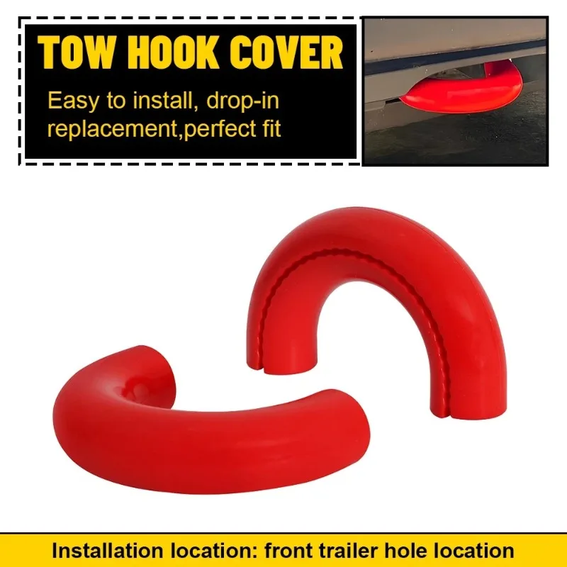 

2pcs Tow Hooks Cover Tow Hook Sleeve Spare Part Silicone for Ford F150 2004-2024 D-Ring Towing Hook Sleeve Exterior Accessories