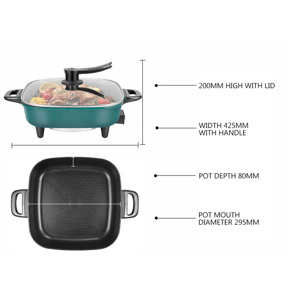 1360 W 220 V elektrischer Kochtopf, doppelte Suppentöpfe, Shabu-Kochgeschirr, Küche, Innenbereich, rauchfreie Töpfe, antihaftbeschichtete Herde, 5 l