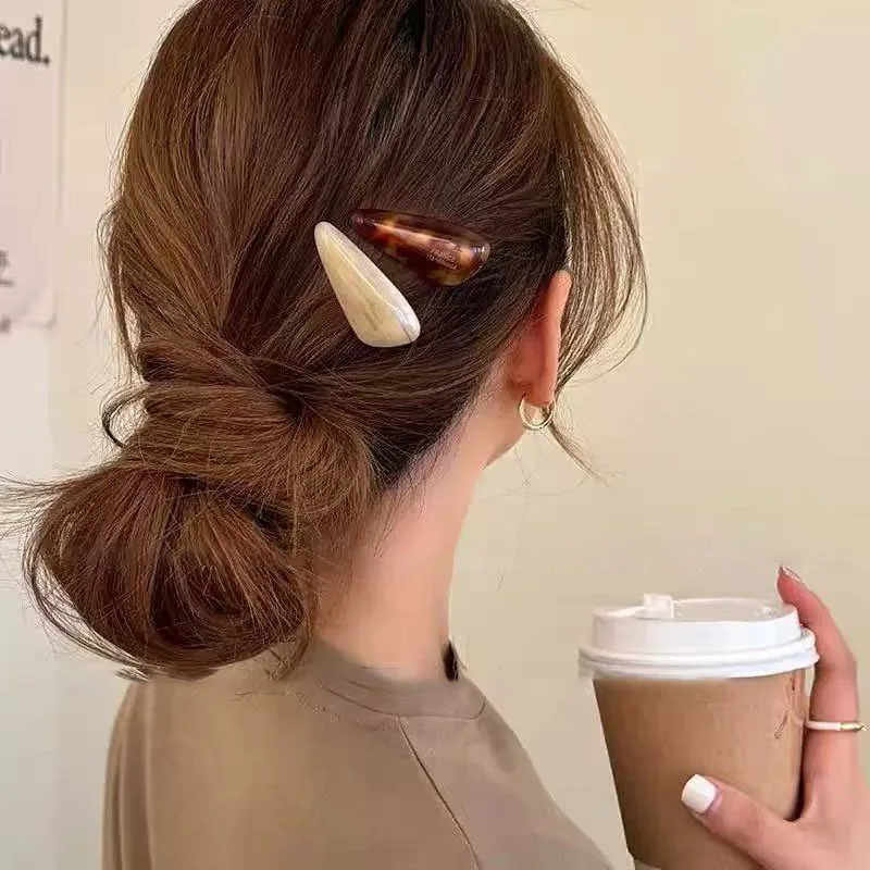 2 teile/satz Acetat Haar Clips Nette Süße Waterdrop Geometrische Barrettes Seite Pins Haarnadel Frauen Haar Zubehör – Detail 3