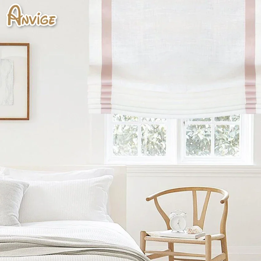 

ANVIGE Modern Blinds Light Filtering Fabric Roman Shades Window Curtain Drapes