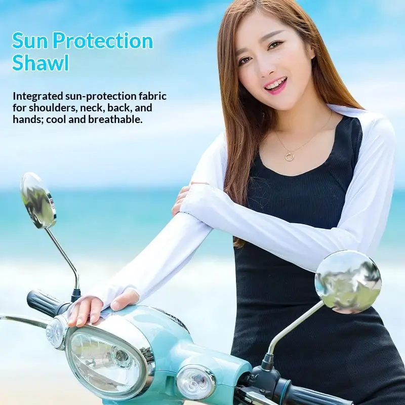 1Pcs Breathable Sun Protection Anti UV Hand Cover Ultra-thin Shawl Arm Sleeves Ice Silk Long Gloves Warmer Outdoor Sports