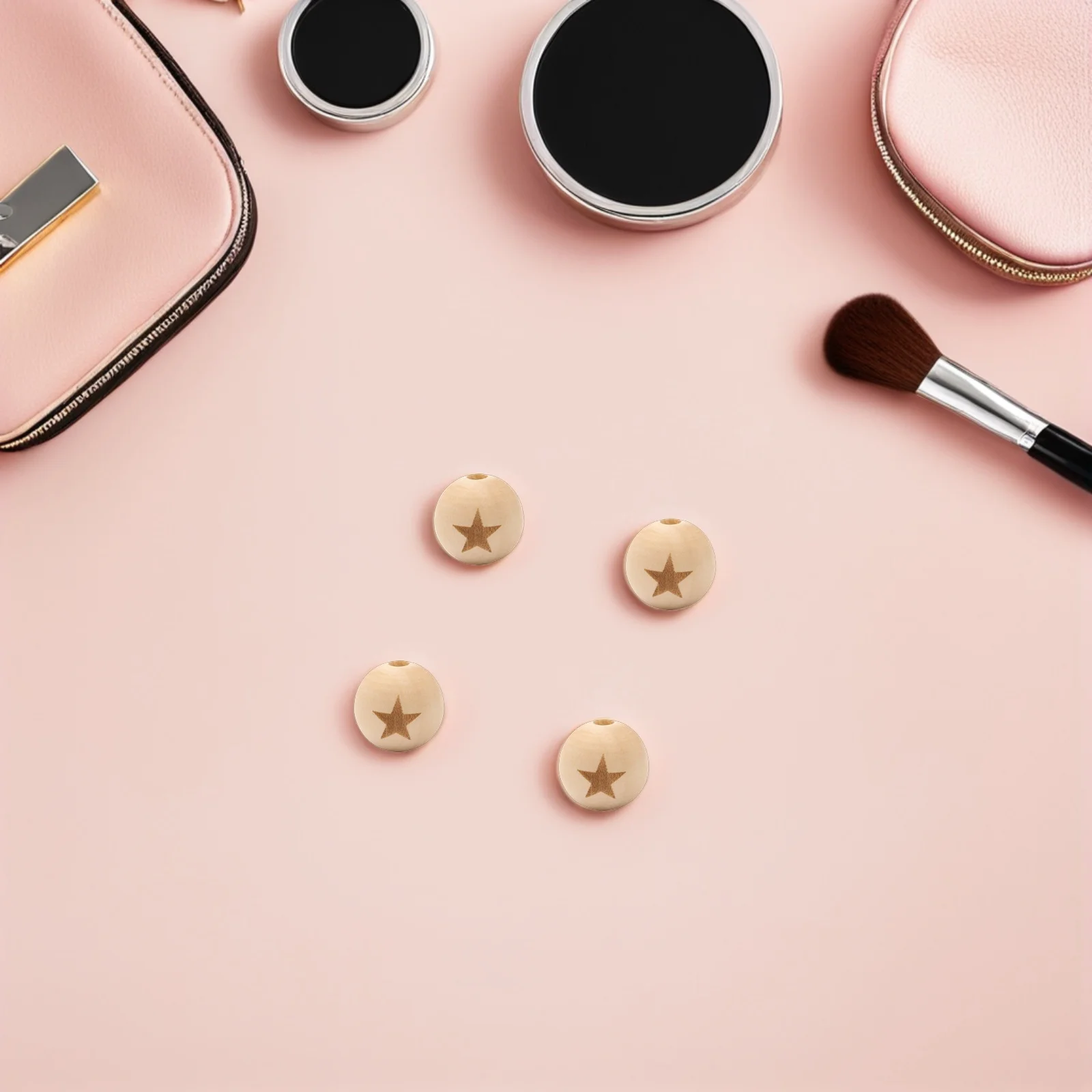 

50Pcs Loose Wooden Beads Handmade Craft Bead Set for DIY Jewelry Making Room Decor Car Hanging Ornament Stringing Kit