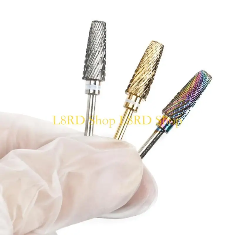 L8RD węglik wolframu 5 w 1 wiertło do paznokci kształt stożkowy wiertło proste do akrylowego paznokci żel wiertarka akcesoria do