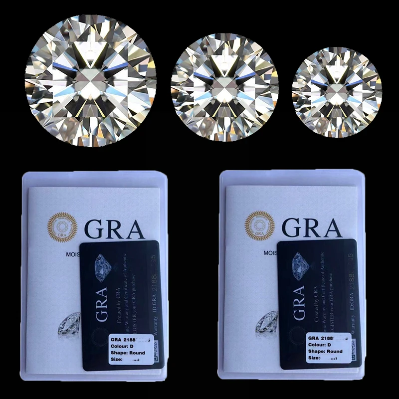 

Promotion 0.5-2.0CT D Color VVS1 Round Brilliant Cut Real Moissanite Loose Gemstones With GRA Report Pass Diamond Test