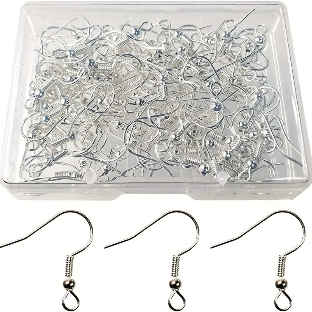 120 peças de Ganchos para Brincos Cor Prateada Hipoalergênicos, Suprimentos para Fabricação de Joias, Acessórios para Brincos, Ganchos Tipo Peixe