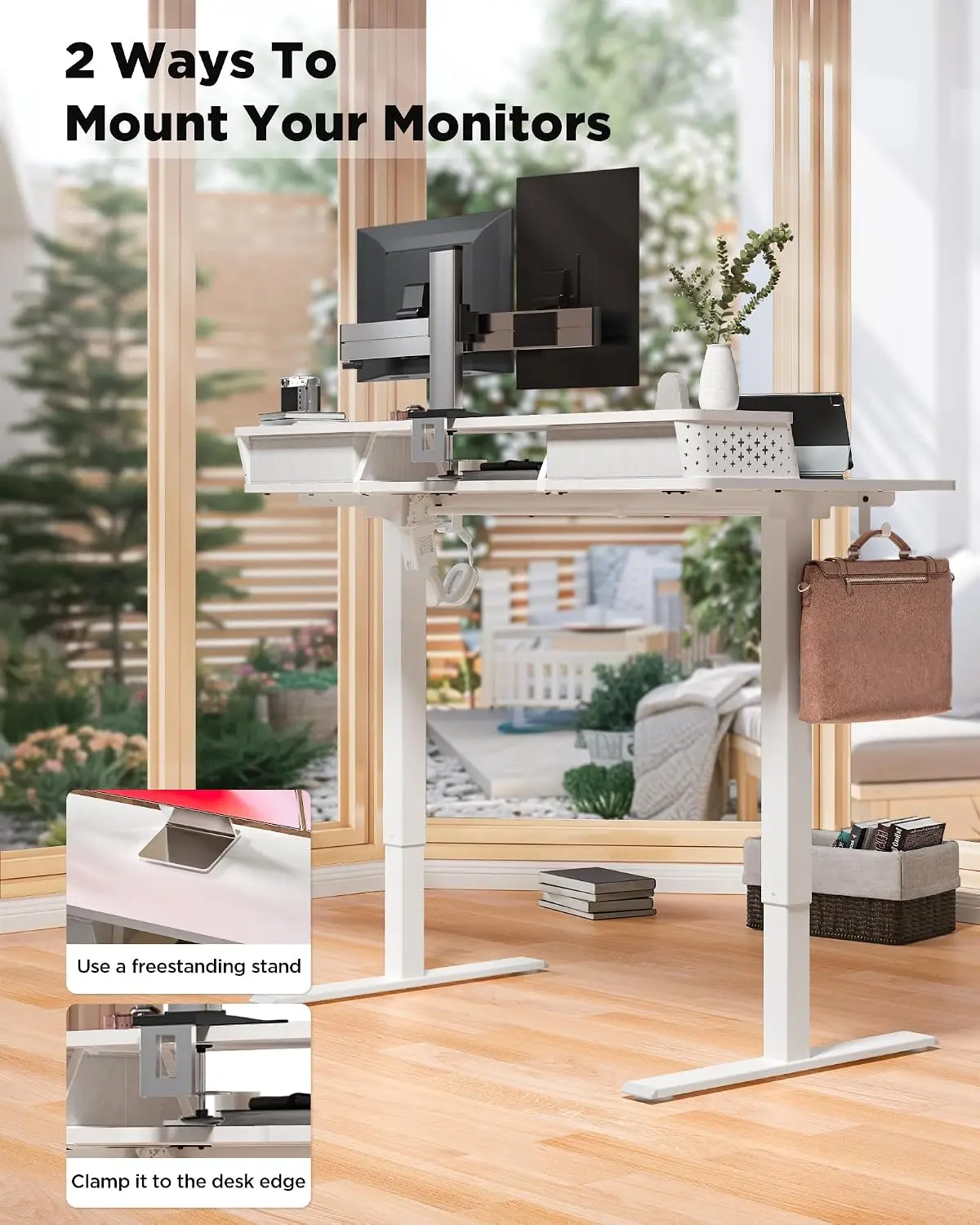 Electric Standing Desk 35x20 Inch with 2 Drawers & Adjustable Height, Customized