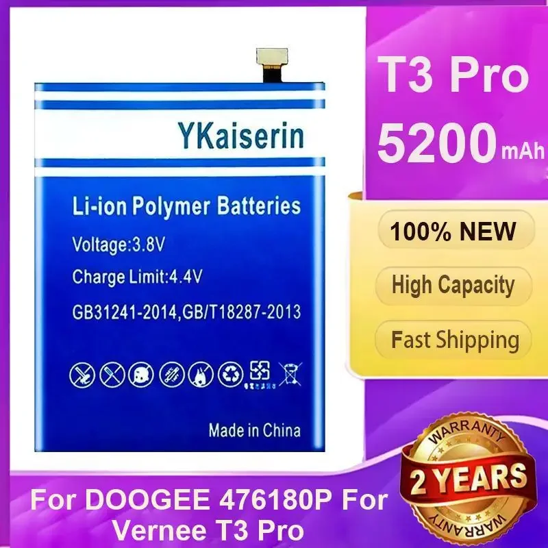 

Сменный аккумулятор YKaiserin 5200 мАч для DOOOGEE 476180P для телефона Vernee T3 Pro Moile