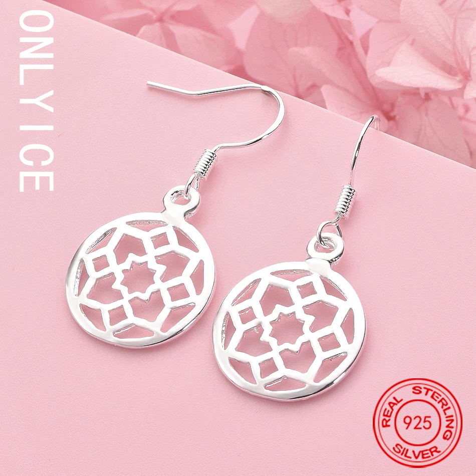 

New 925 Sterling Silver Earrings Fashion Hollow Pattern Flower Temperament Women Valentine'S Day Gifts Classic Jewelry