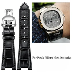 Genuine Leather Original Watch Strap for  Patek Philippe Nautilus Series PP5711 5712G Concave Cowhide Watchbands 25mm