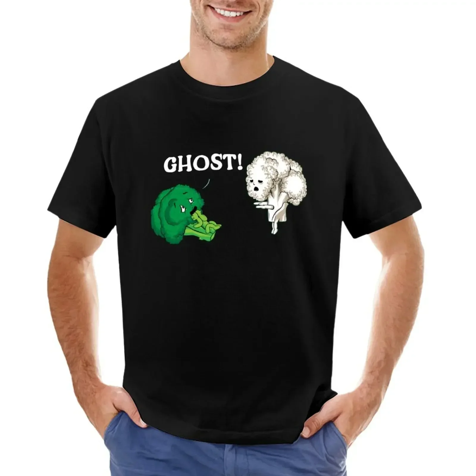 

Ghost Broccoli T-shirt korean fashion tees Men's t-shirts manga vintage anime clothes oversized t shirt men clothing new arrival