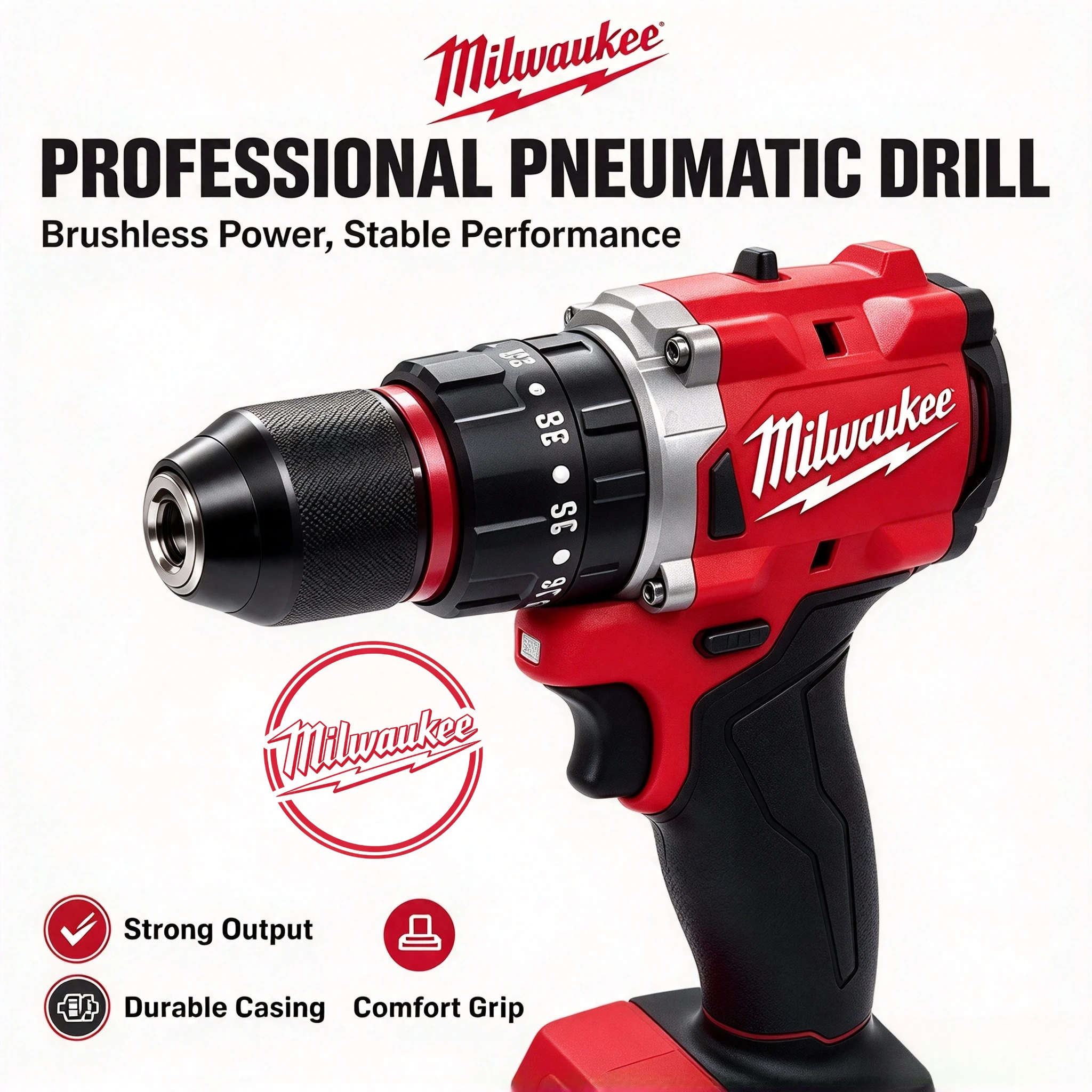 Genuine Milwaukee M18 Brushless Hammer Drill Driver Energy Efficient Strong Motor Ideal for Patio Renovation Stone Drilling Work