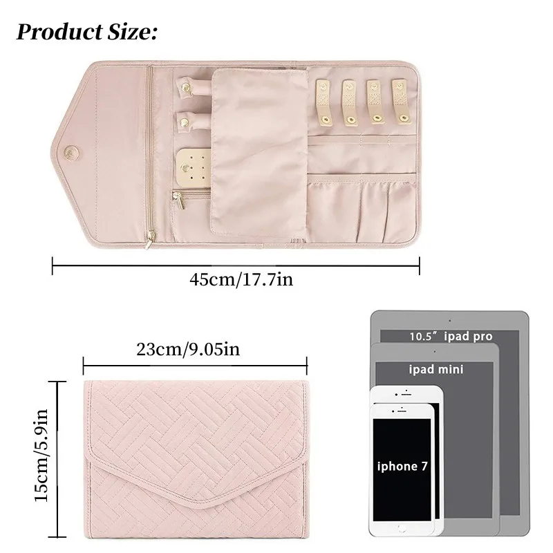 Foldable Fashion Portable Jewelry Bag, Large Women\'s Travel Jewelry Roll, Necklace Earring Ring Jewellery Display Storage Bag