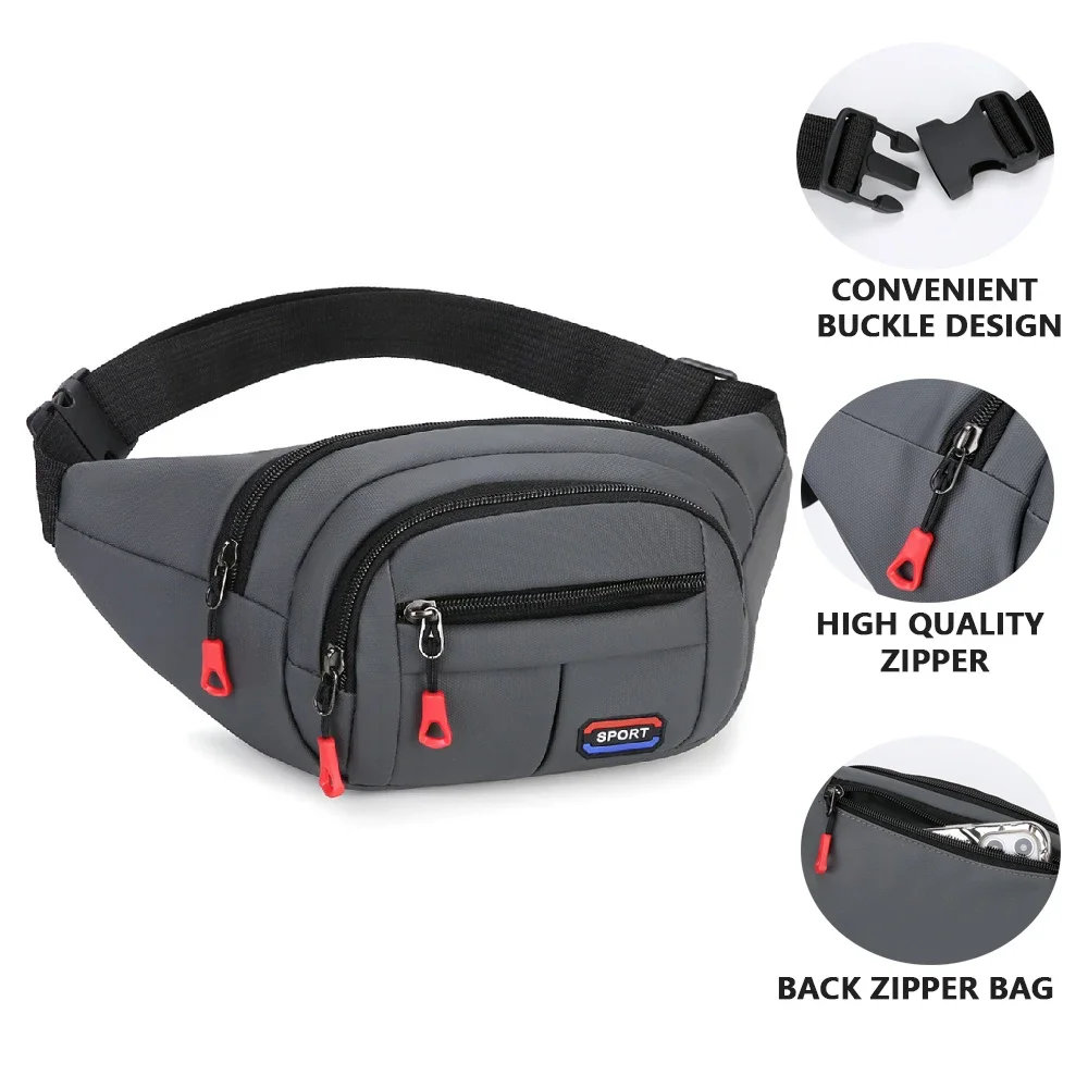 Oxford cloth waterproof belt bag men's trend crossbody shoulder bag cell phone change organizer bag